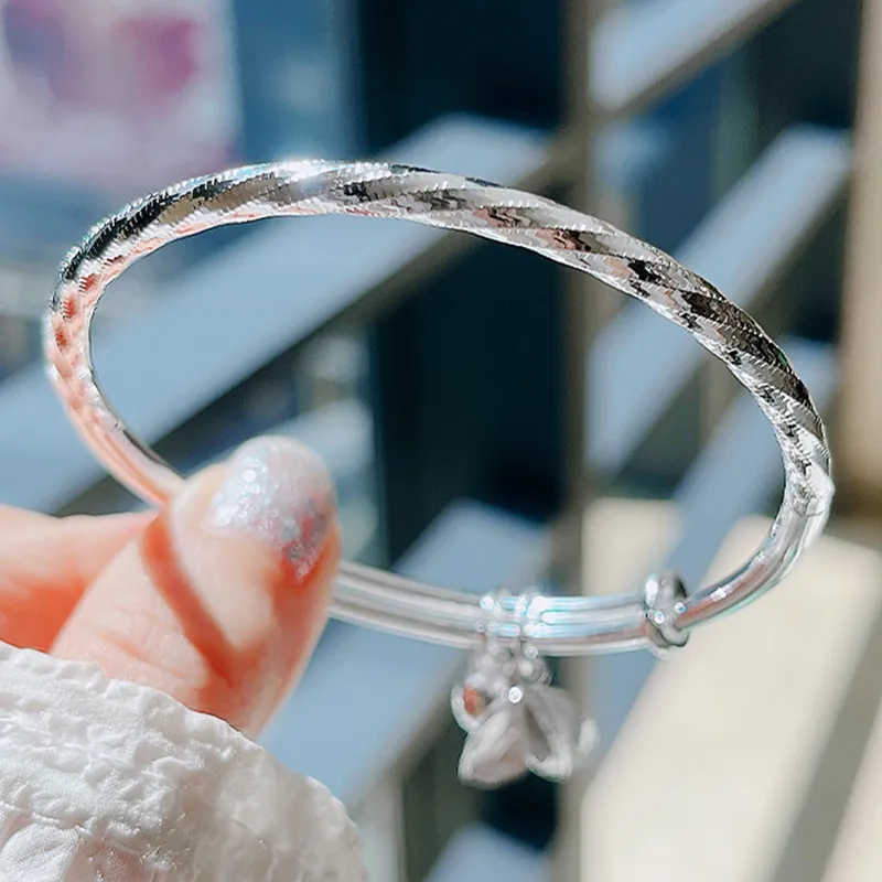 HAOYINFANG 999 Fine Silver Bangles Women's-2
