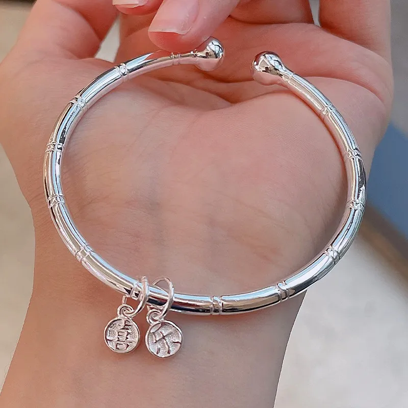 HAOYINFANG S 999 Fine Silver Bangles Women's-1