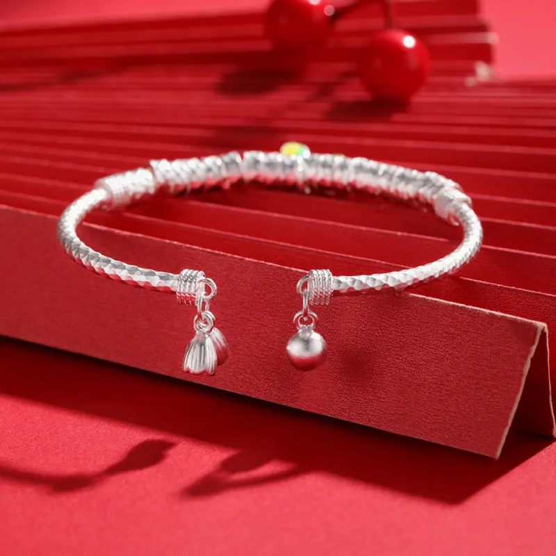 HAOYINFANG 999 Fine Silver Bangles Women's-3