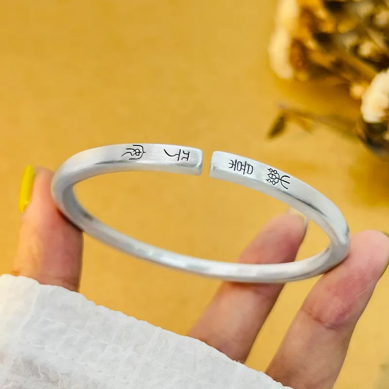 HAOYINFANG 999 Fine Silver Bangles Women's-3