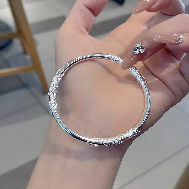 HAOYINFANG 999 Fine Silver Bangles Women's-4