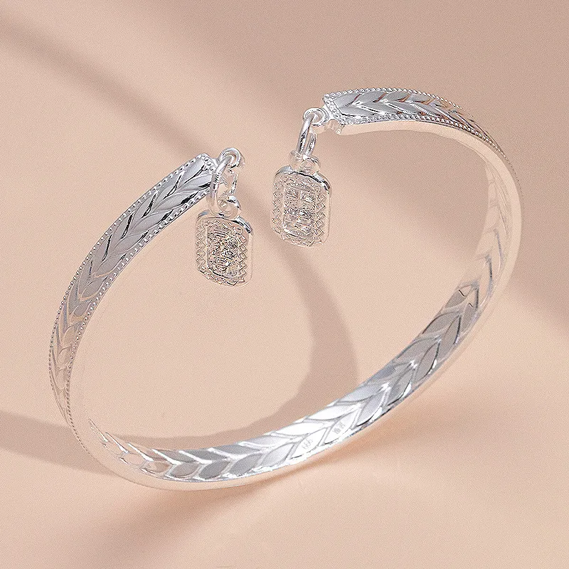 HAOYINFANG 999 Fine Silver Bangles Women's-2