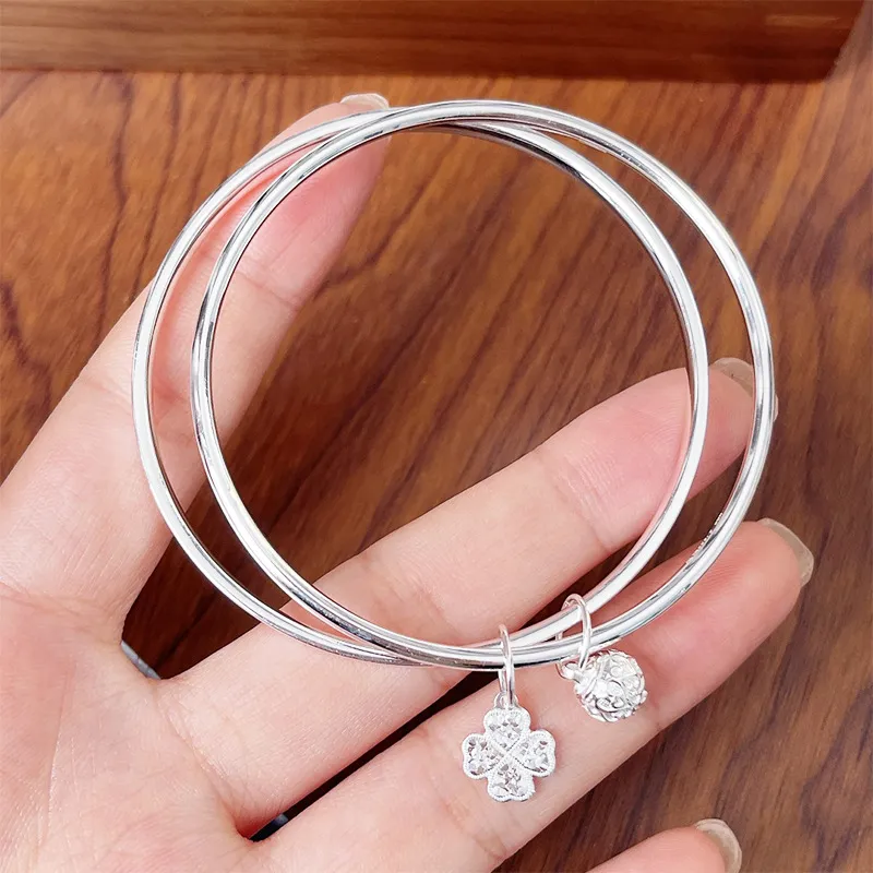 HAOYINFANG 999 Fine Silver Sterling Silver Bracelets Women's-1