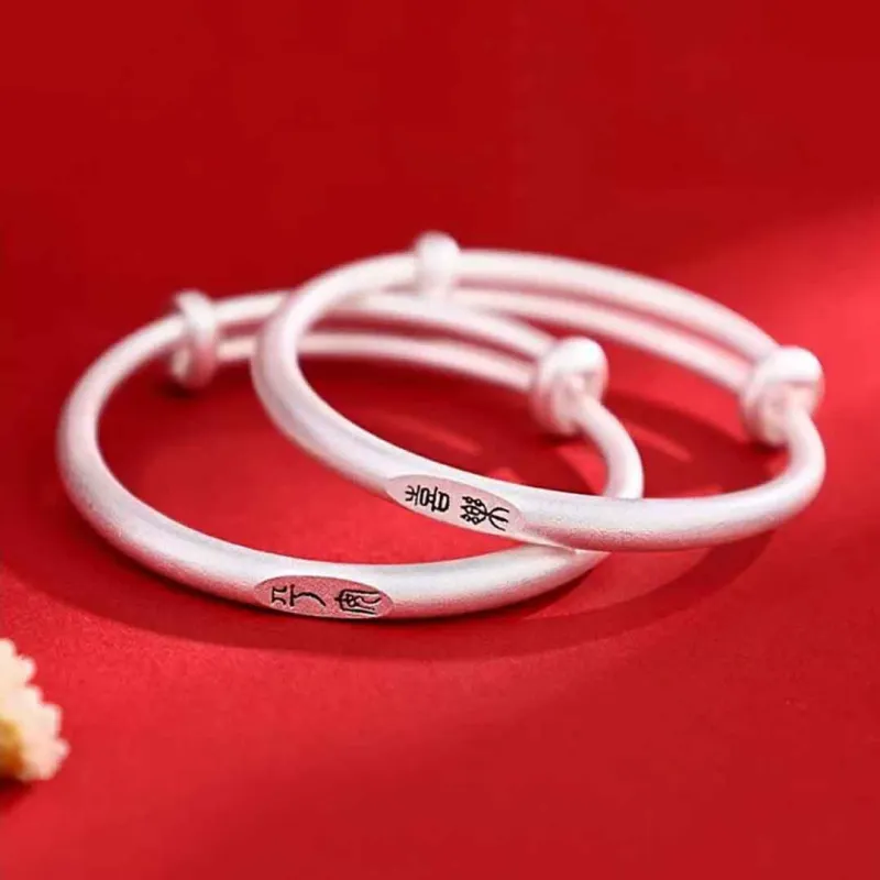 HAOYINFANG Pure Silver 999 Sterling Silver Bangles Kids'-2