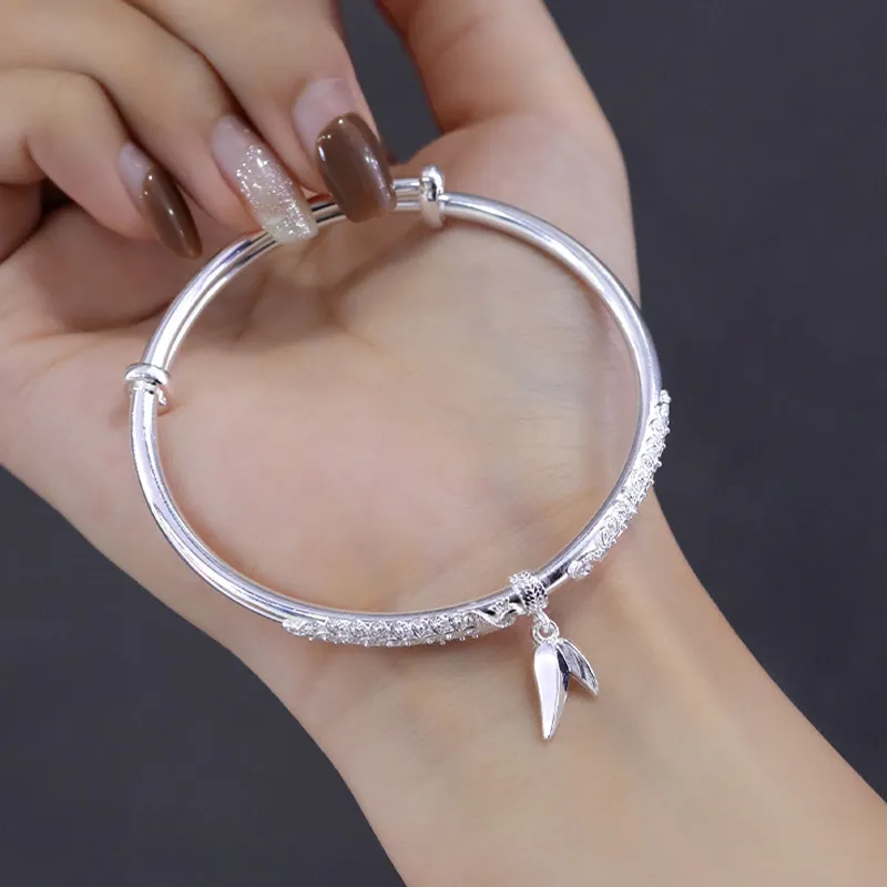 HAOYINFANG 999 Fine Silver Sterling Silver Bracelets Women's-4
