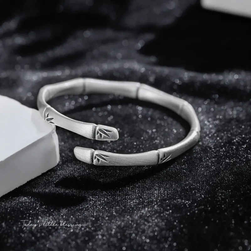 HAOYINFANG 999 Fine Silver Bangles Women's-2
