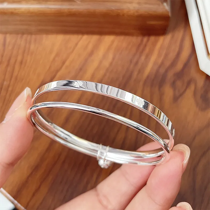 HAOYINFANG 999 Fine Silver Sterling Silver Bracelets Women's-2