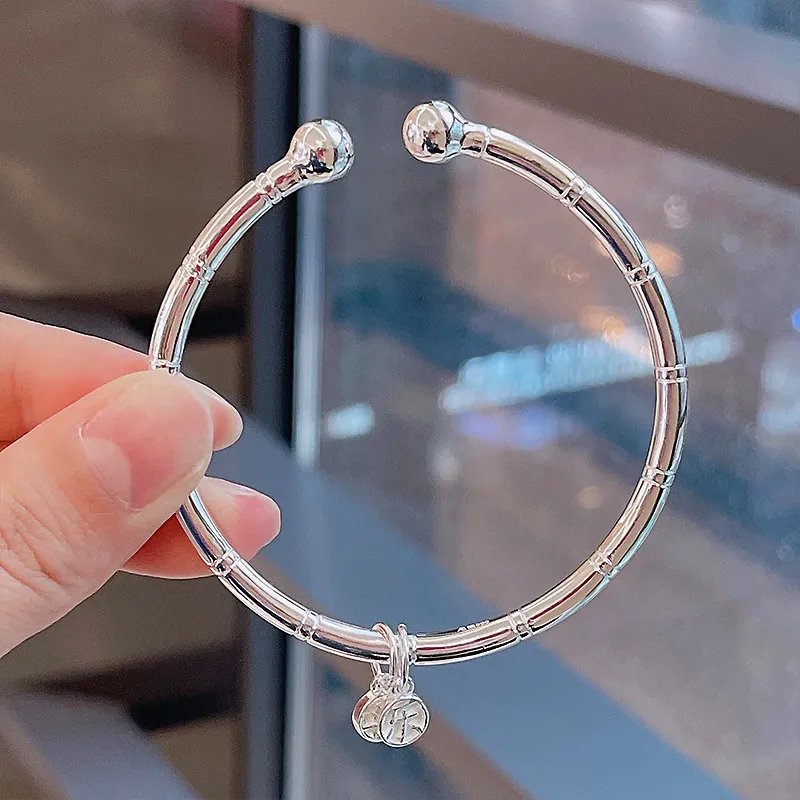 HAOYINFANG S 999 Fine Silver Bangles Women's-3