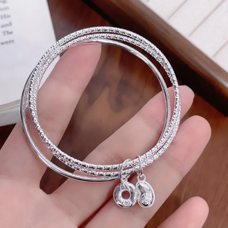 HAOYINFANG 999 Fine Silver Sterling Silver Bracelets Women's-1