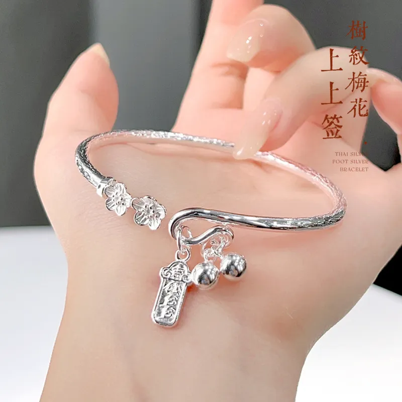HAOYINFANG 999 Fine Silver Bangles Women's-1