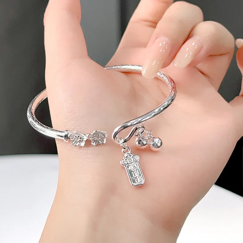 HAOYINFANG 999 Fine Silver Bangles Women's-4