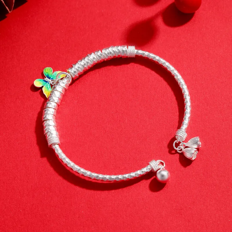 HAOYINFANG 999 Fine Silver Bangles Women's-1