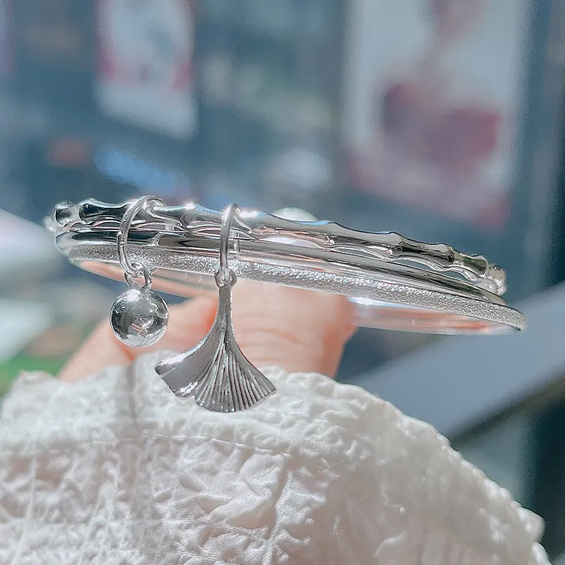 HAOYINFANG 999 Fine Silver Bangles Women's-1
