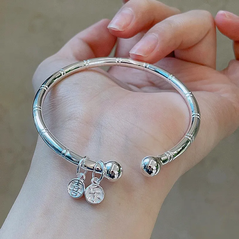 HAOYINFANG S 999 Fine Silver Bangles Women's-2