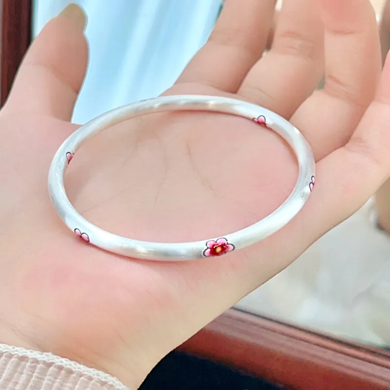 HAOYINFANG 999 Fine Silver Bangles Women's-3