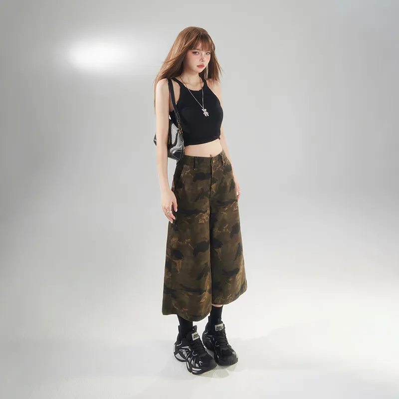 ZXZA Denim Shorts Women's Camouflage-3