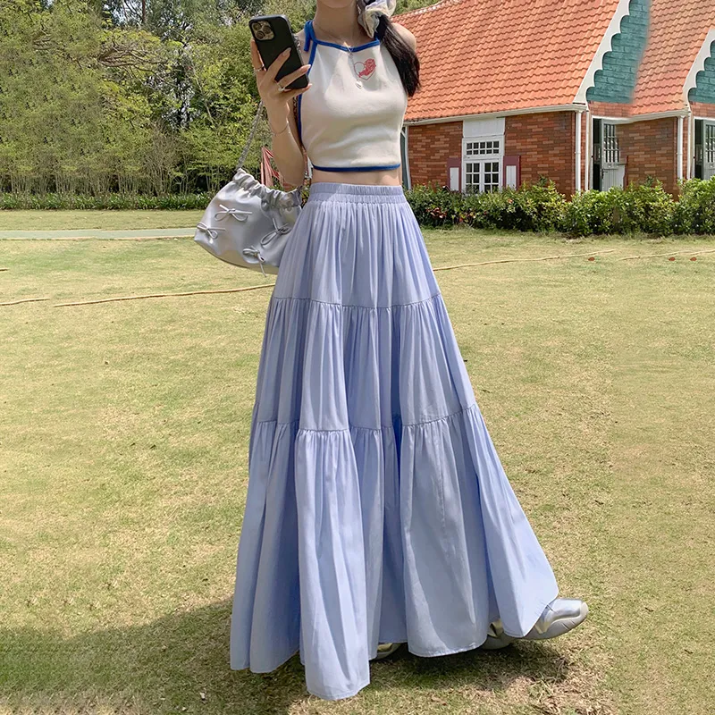 ZXZA Casual Long Skirts Women's-2