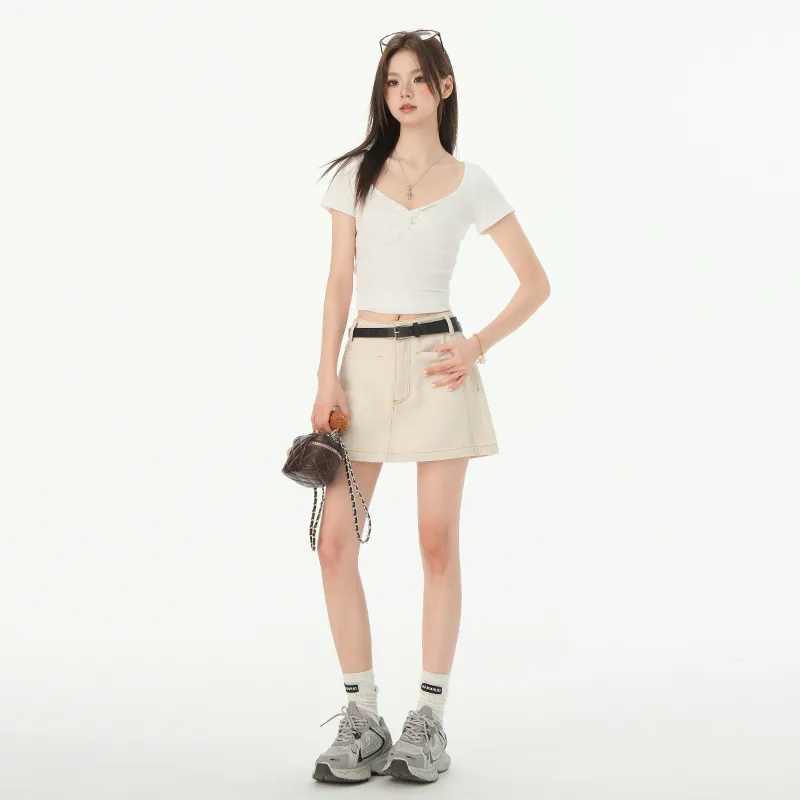 ZXZA Denim Short Skirts Women's-11