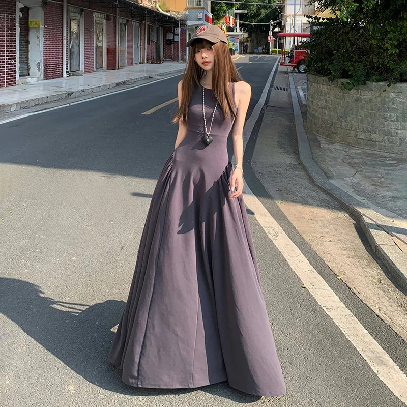 ZXZA Sleeveless Dresses Women's Gray-2