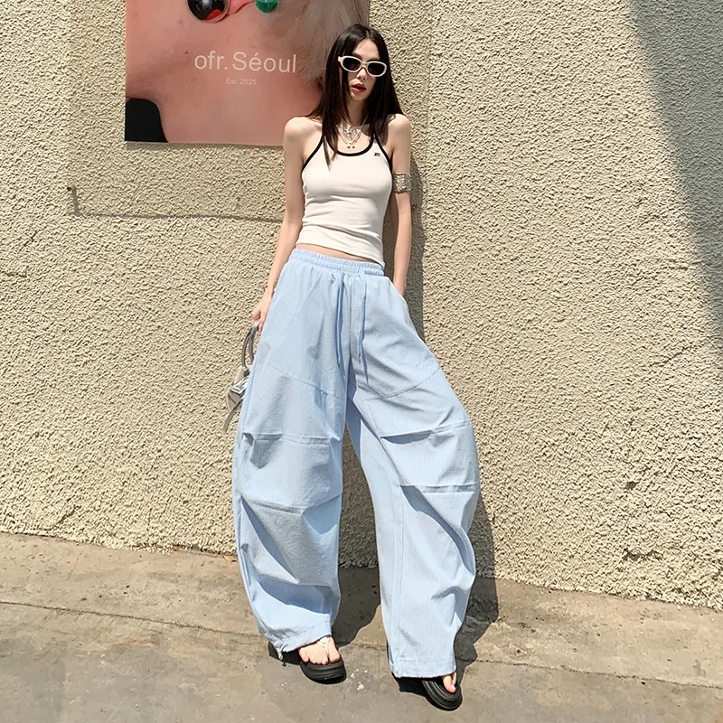ZXZA Casual Pants Women's Light Blue-3