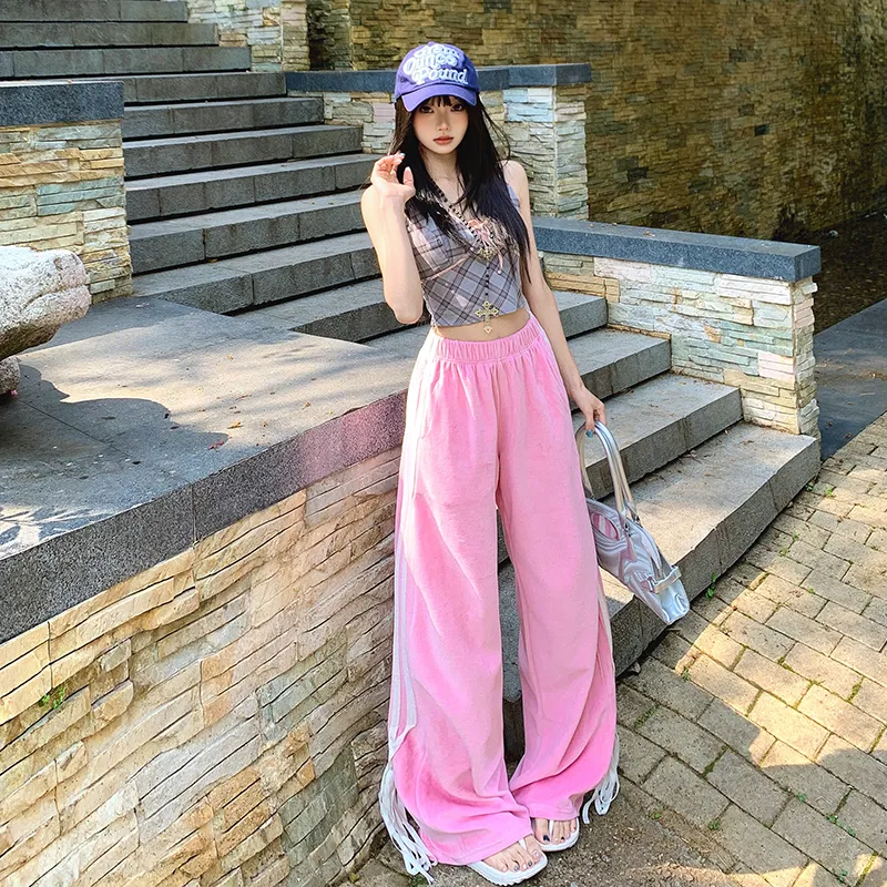 ZXZA Casual Pants Women's Barbie Pink-6
