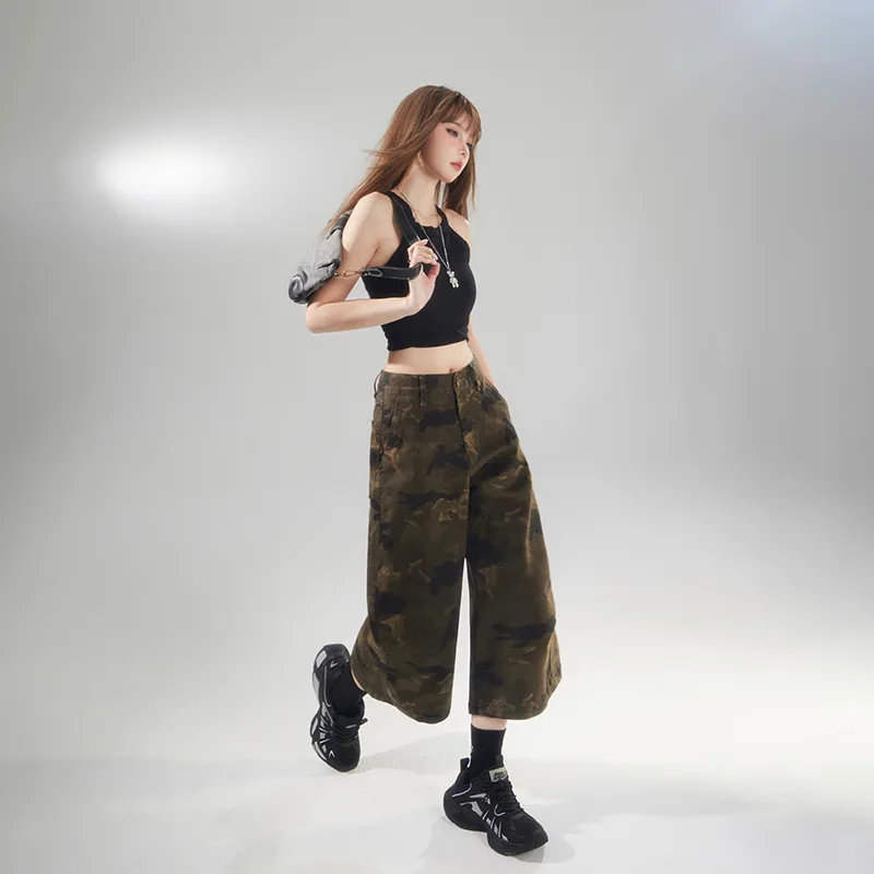 ZXZA Denim Shorts Women's Camouflage-4
