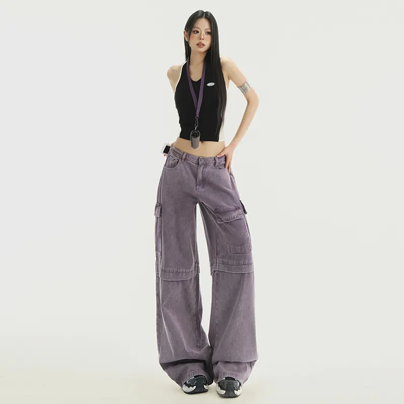 ZXZA Jeans Women's Purple Sweet Potato Color-4