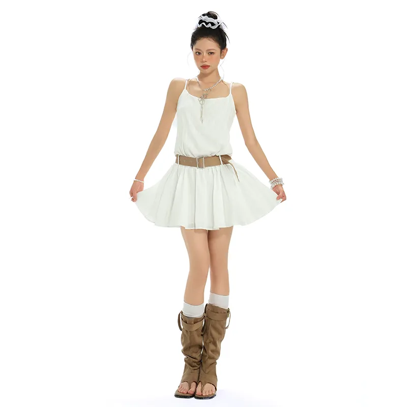 ZXZA Slip Dresses Women's White-6