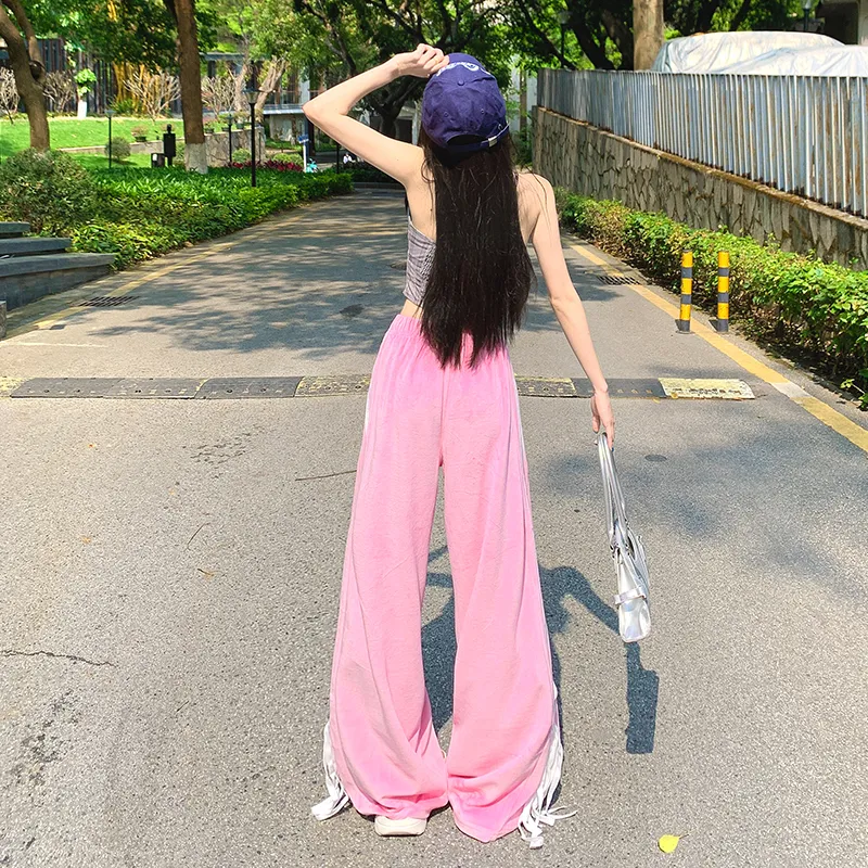ZXZA Casual Pants Women's Barbie Pink-10