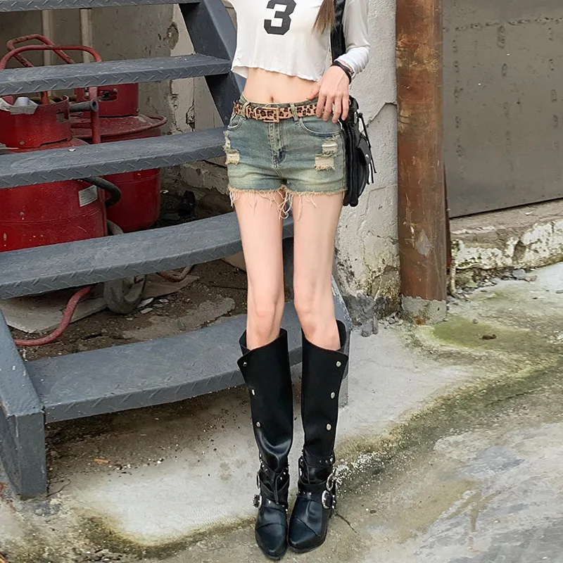 ZXZA Denim Shorts Women's Vintage-2