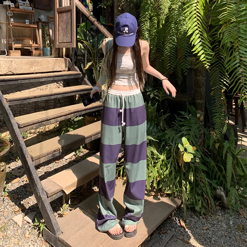 ZXZA Casual Pants Women's Purple Green-5