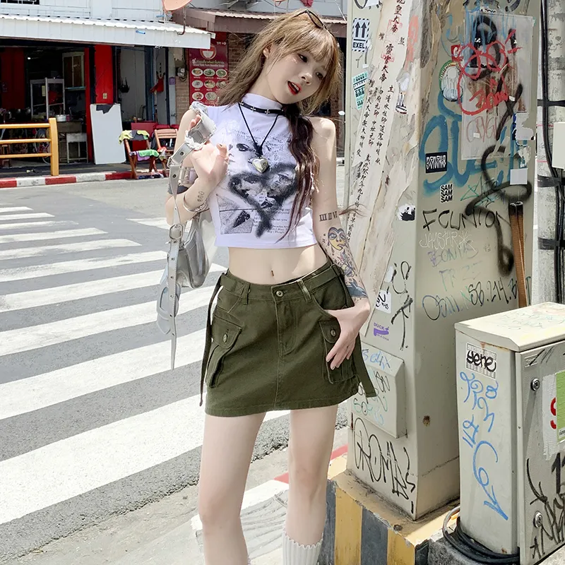 ZXZA Denim Short Skirts Women's-5
