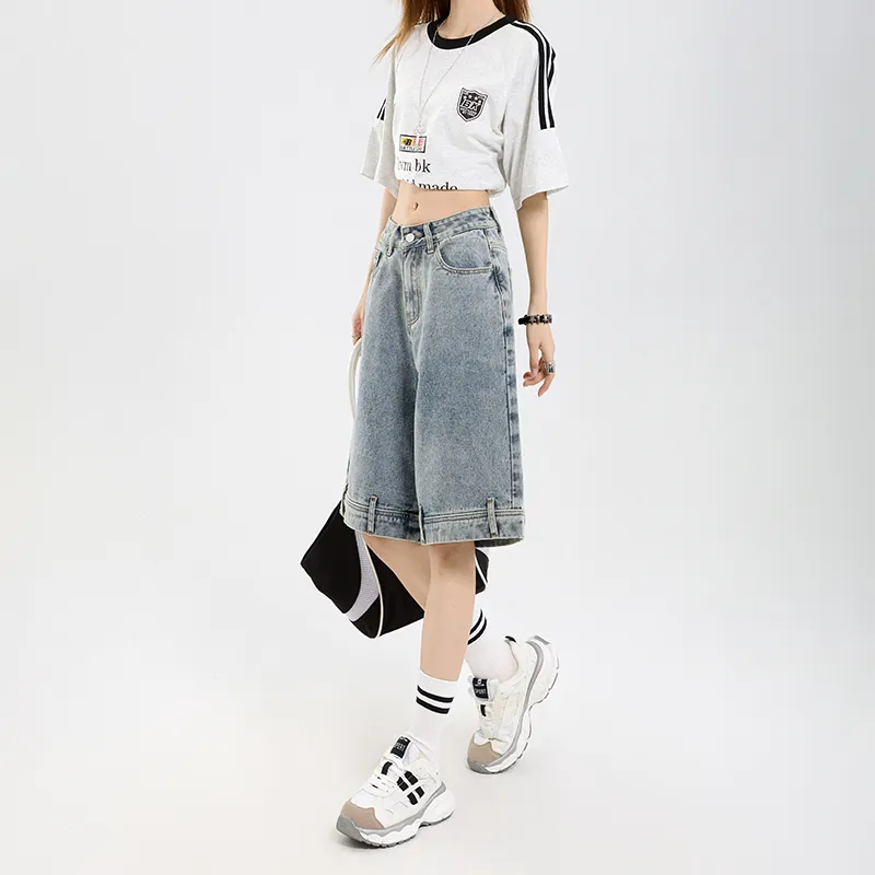 ZXZA Denim Shorts Women's Worn Blue-5