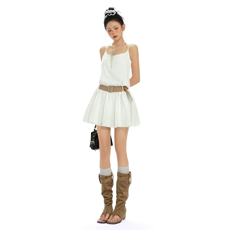 ZXZA Slip Dresses Women's White-2
