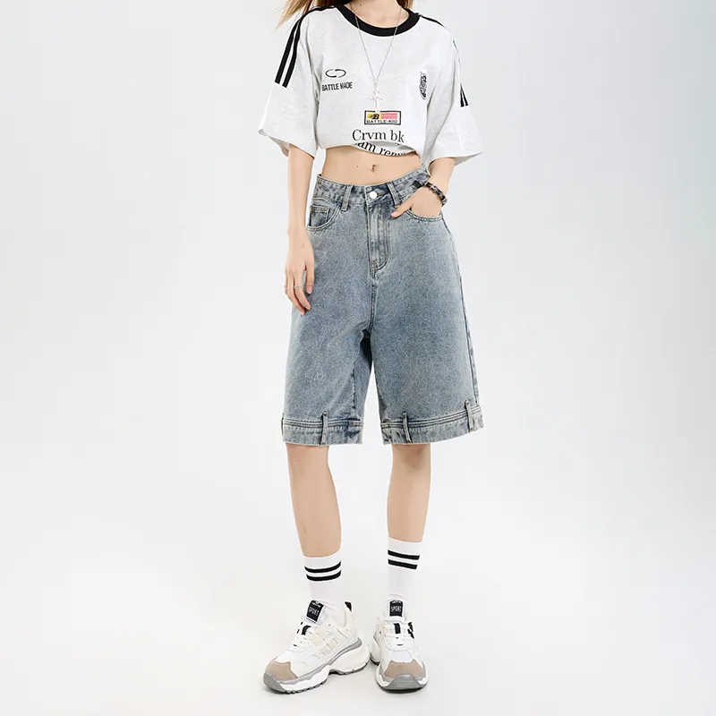 ZXZA Denim Shorts Women's Worn Blue-2