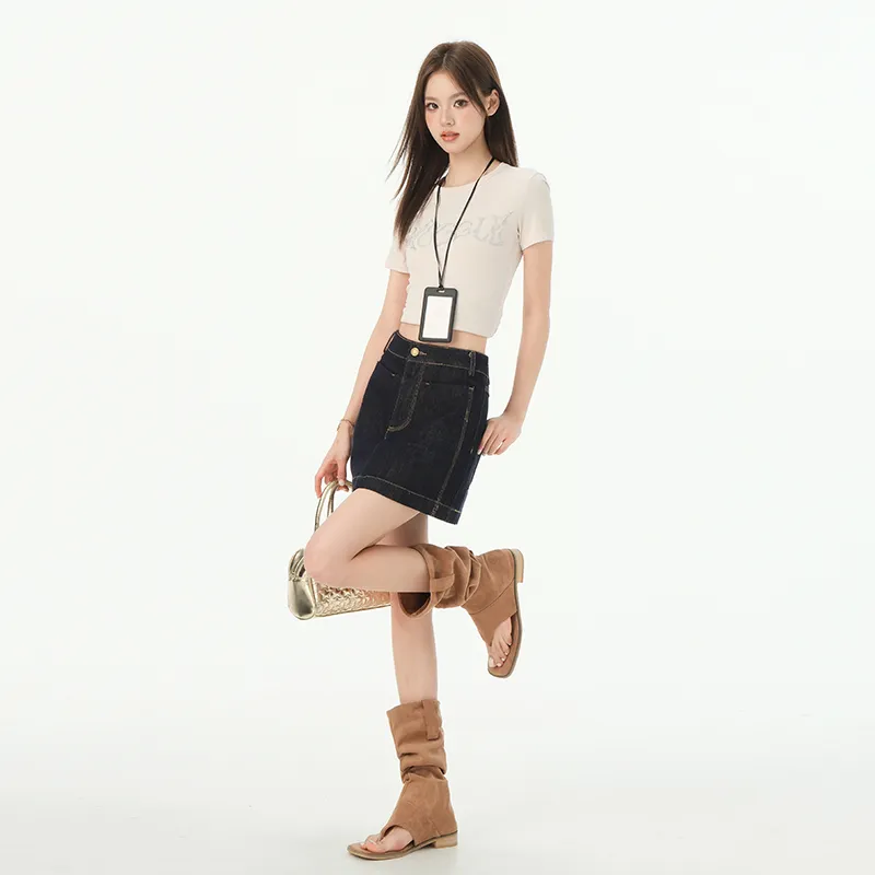 ZXZA Denim Short Skirts Women's-4
