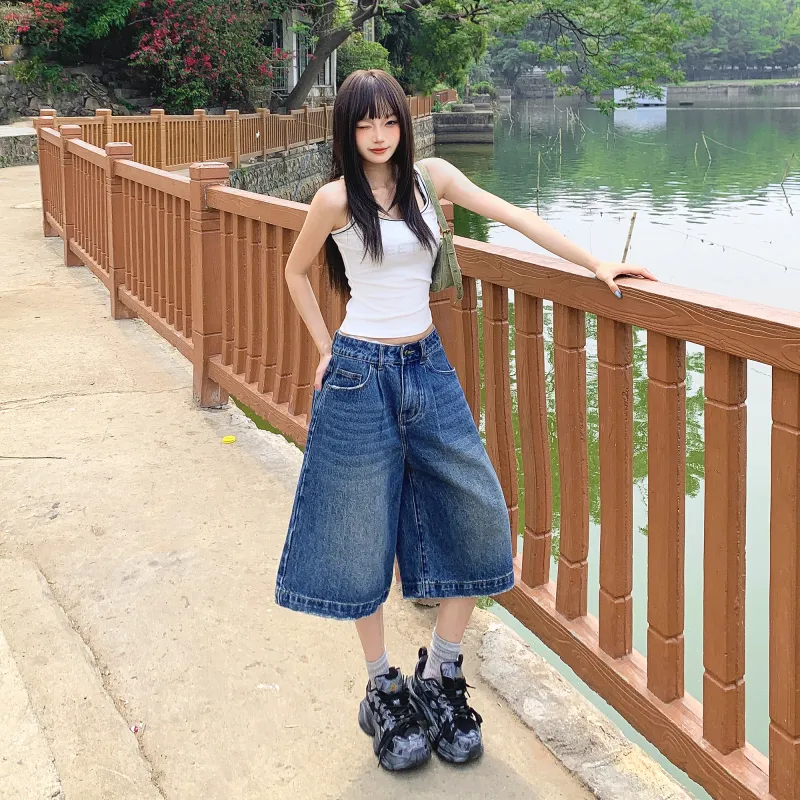 ZXZA Denim Shorts Women's Vintage Blue-6