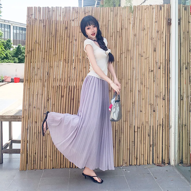 ZXZA Casual Long Skirts Women's-4