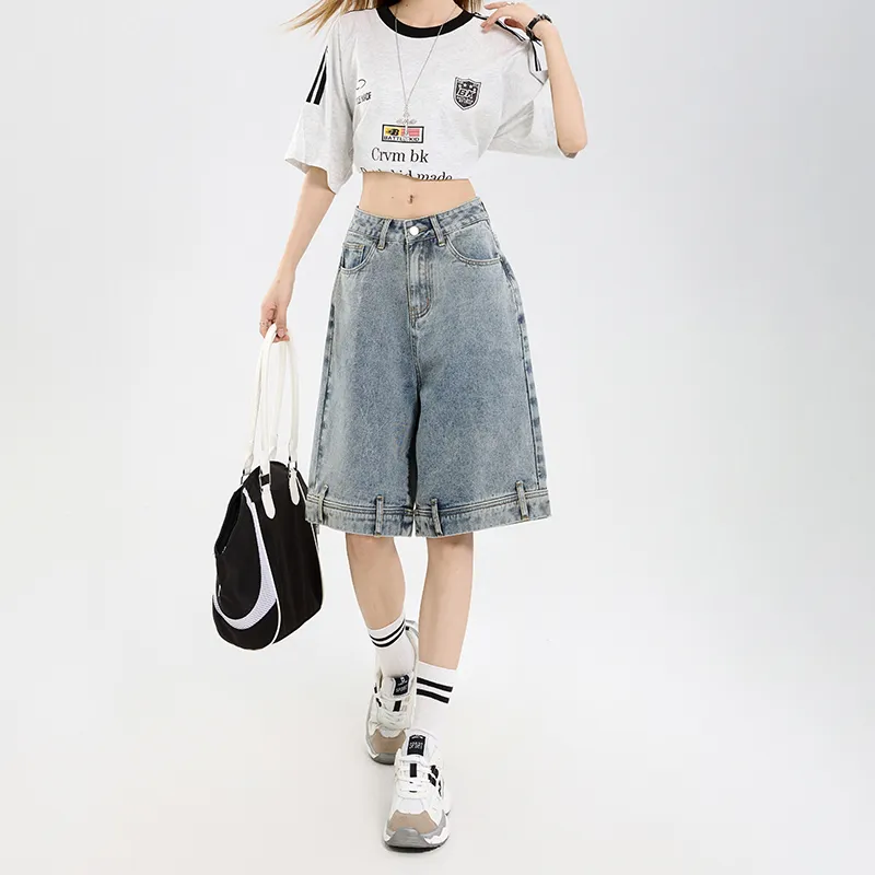 ZXZA Denim Shorts Women's Worn Blue-4