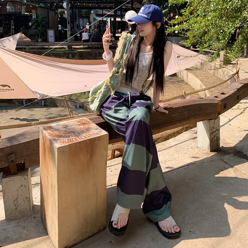 ZXZA Casual Pants Women's Purple Green-6