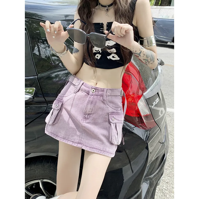 ZXZA Denim Short Skirts Women's-9
