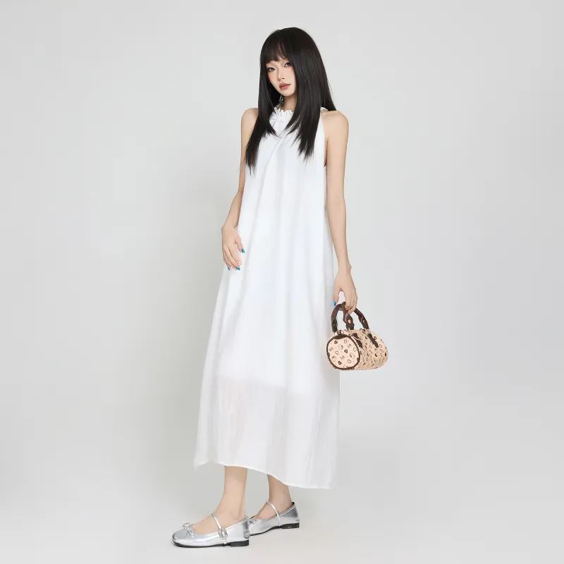 ZXZA Sleeveless Dresses Women's White-6