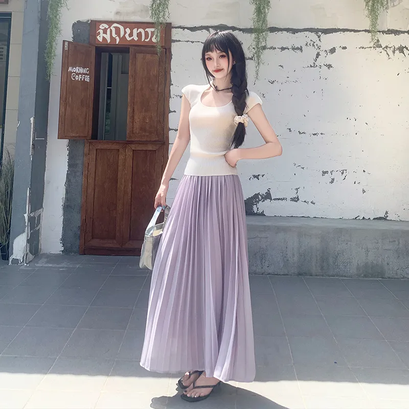ZXZA Casual Long Skirts Women's-5
