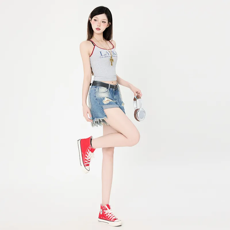 ZXZA Denim Shorts Women's Sky Blue-2