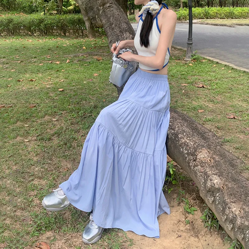 ZXZA Casual Long Skirts Women's-3