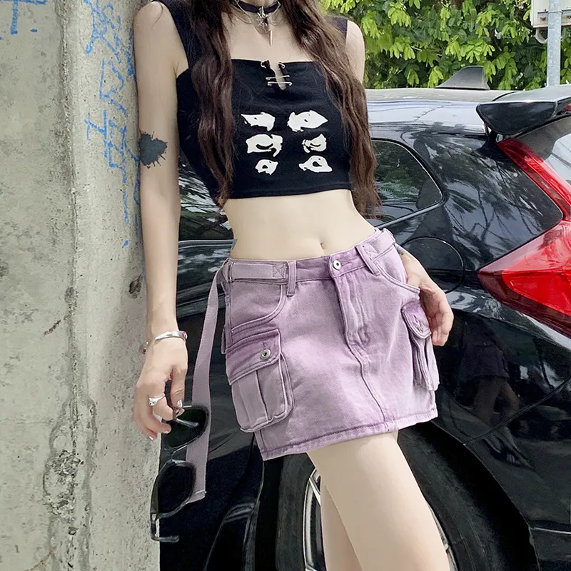 ZXZA Denim Short Skirts Women's-13
