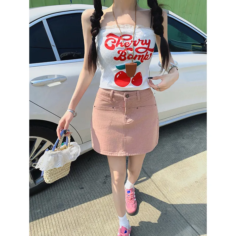 ZXZA Denim Short Skirts Women's-12