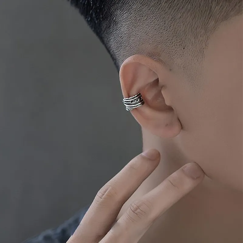 DAIRUO Copper Clip On Earrings Men's-1