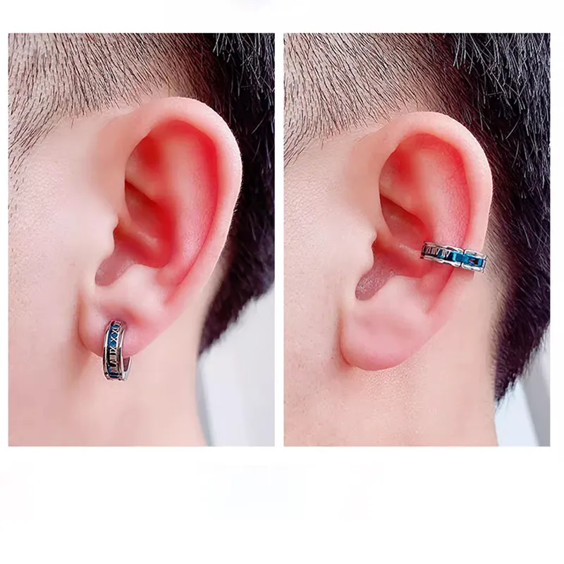DAIRUO Titanium Steel Clip On Earrings Men's-2