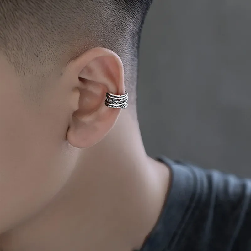 DAIRUO Copper Clip On Earrings Men's-2